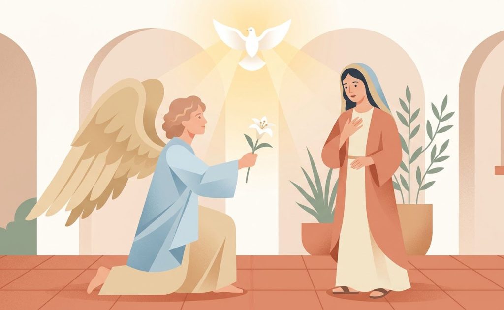 Je vous salue Marie - Illustration prière catholique